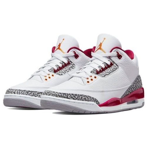 Кроссовки Nike Air Jordan 3 Retro белые с цветными вставками Cardinal Red CT8532-126