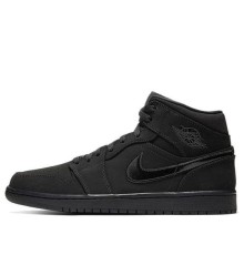 Кроссовки Nike Air Jordan 1 Mid Triple Black Suede черные высокие 554724-056