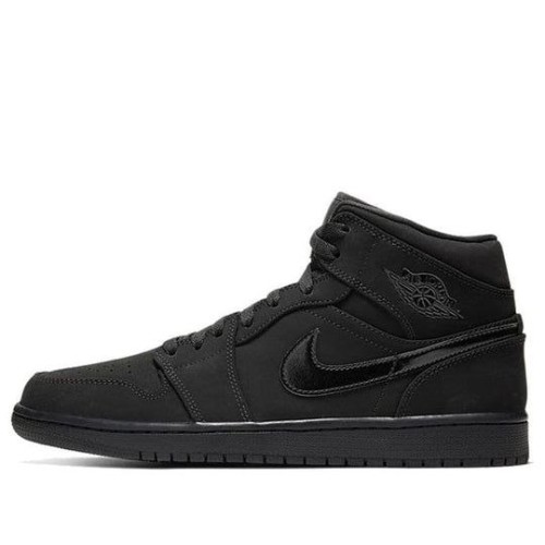 Кроссовки Nike Air Jordan 1 Mid Triple Black Suede черные высокие 554724-056