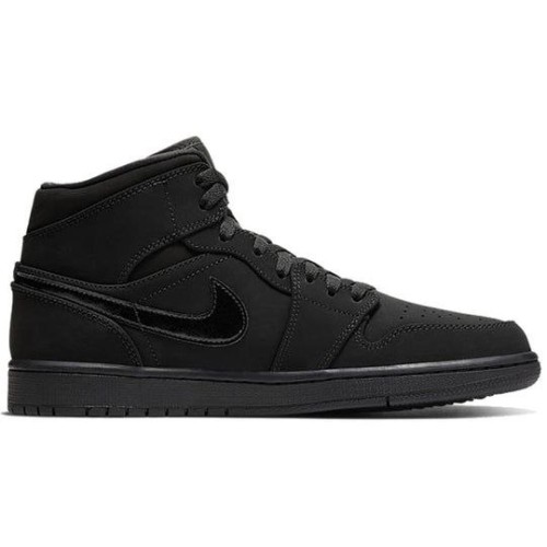 Кроссовки Nike Air Jordan 1 Mid Triple Black Suede черные высокие 554724-056