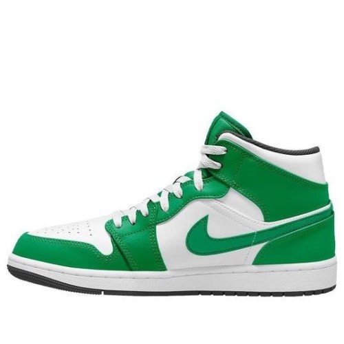 Кроссовки Nike Air Jordan 1 Mid Lucky Green бело-зеленые высокие DQ8426-301