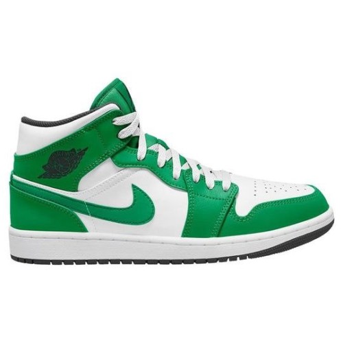 Кроссовки Nike Air Jordan 1 Mid Lucky Green бело-зеленые высокие DQ8426-301
