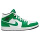 Кроссовки Nike Air Jordan 1 Mid Lucky Green бело-зеленые высокие DQ8426-301