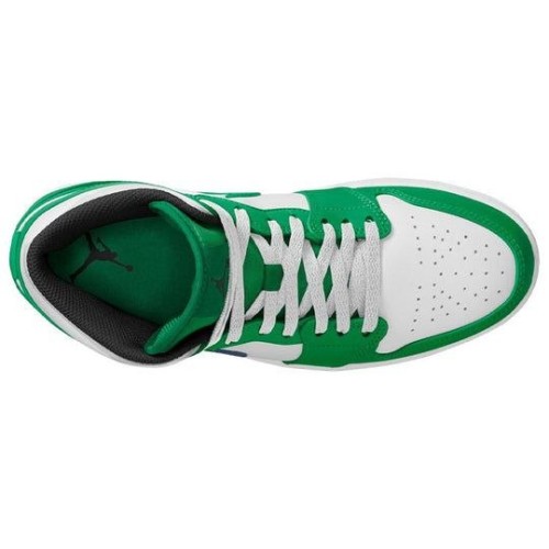 Кроссовки Nike Air Jordan 1 Mid Lucky Green бело-зеленые высокие DQ8426-301