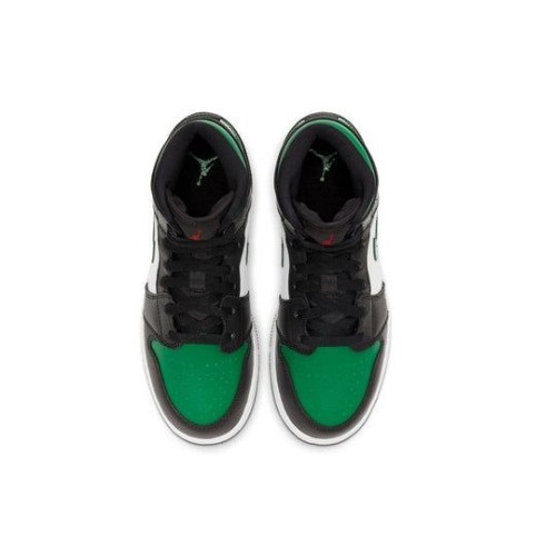 Nike Air Jordan 1 Mid Black Pine Green бело-черно-зеленые высокие 554725-067