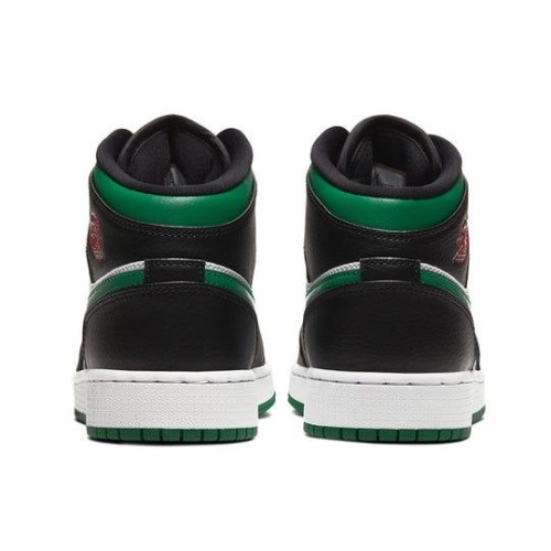 Nike Air Jordan 1 Mid Black Pine Green бело-черно-зеленые высокие 554725-067