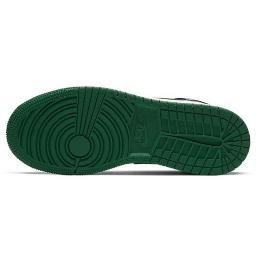 Nike Air Jordan 1 Mid Black Pine Green бело-черно-зеленые высокие 554725-067