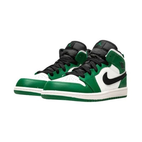 Кроссовки Nike Air Jordan 1 Mid SE Pine Green бело-зеленые высокие BQ6932-301