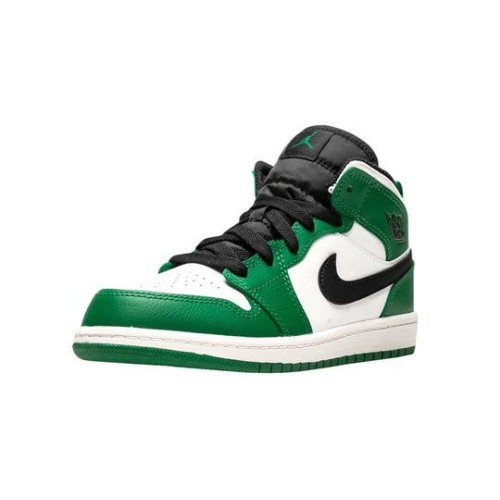 Кроссовки Nike Air Jordan 1 Mid SE Pine Green бело-зеленые высокие BQ6932-301
