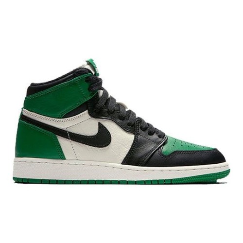 Nike Air Jordan 1 Retro High OG Pine Green бело-черно-зеленые высокие 575441-302