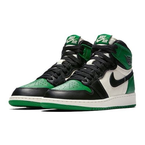 Nike Air Jordan 1 Retro High OG Pine Green бело-черно-зеленые высокие 575441-302