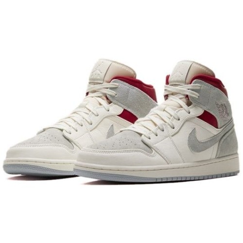 Кроссовки Nike Air Jordan 1 х Sneakersnstuff Mid Past Present Future бело-серые высокие CT3443-100