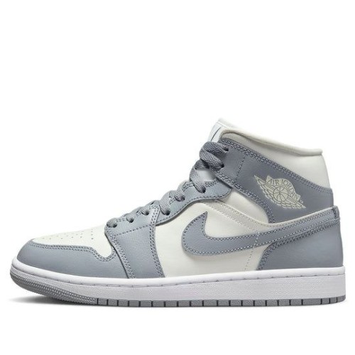 Кроссовки Nike Air Jordan 1 Mid Stealth женские бело-серые высокие BQ6472-115