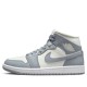 Кроссовки Nike Air Jordan 1 Mid Stealth женские бело-серые высокие BQ6472-115
