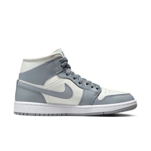 Кроссовки Nike Air Jordan 1 Mid Stealth женские бело-серые высокие BQ6472-115
