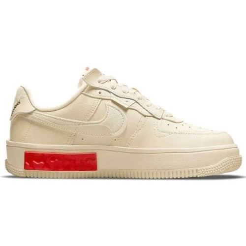 Кроссовки Nike Air Force 1 женские Fontanka Pearl White University Red бежевые низкие с красным