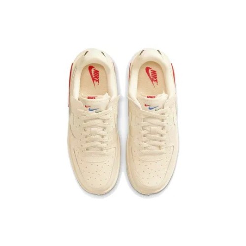 Кроссовки Nike Air Force 1 женские Fontanka Pearl White University Red бежевые низкие с красным