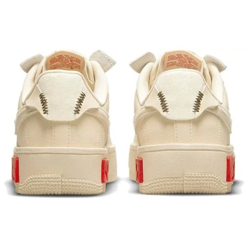 Кроссовки Nike Air Force 1 женские Fontanka Pearl White University Red бежевые низкие с красным