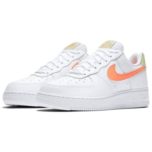 Женские кроссовки Nike Air Force 1 07 Atomic Pink белые низкие с оранжевым 315115-157