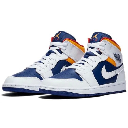 Кроссовки Nike Air Jordan 1 Mid White Deep Royal Blue