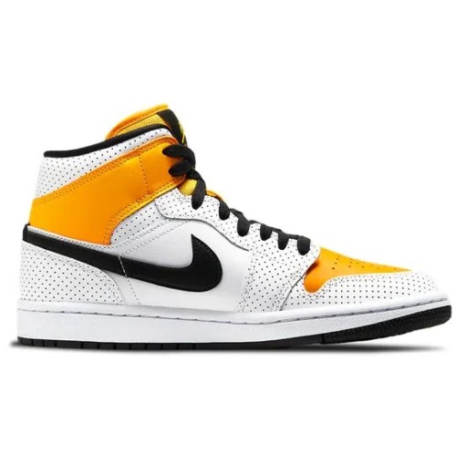 Кроссовки Nike (WMNS) Air Jordan 1 Mid Perforated - White University Gold