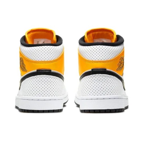 Кроссовки Nike (WMNS) Air Jordan 1 Mid Perforated - White University Gold