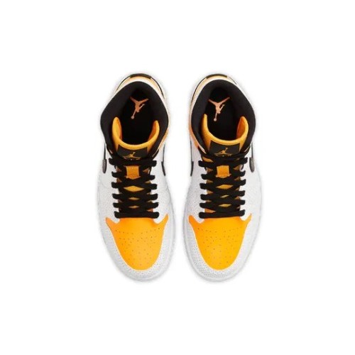 Кроссовки Nike (WMNS) Air Jordan 1 Mid Perforated - White University Gold