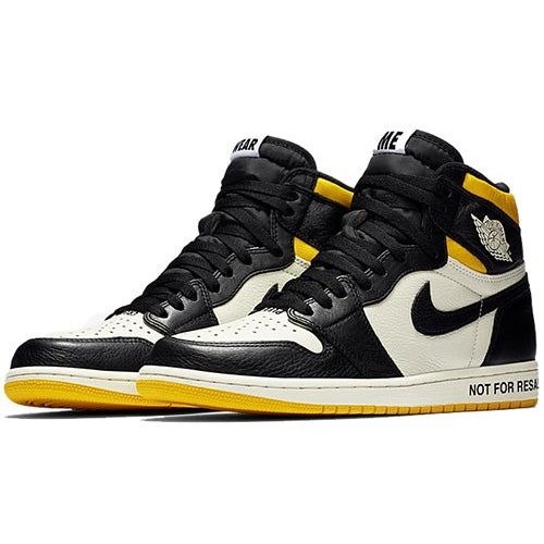 Кроссовки Nike Air Jordan 1 Retro High OG NRG Not For Resale черно-белые высокие с желтыми вставками 861428-107