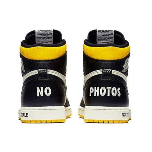 Кроссовки Nike Air Jordan 1 Retro High OG NRG Not For Resale черно-белые высокие с желтыми вставками 861428-107