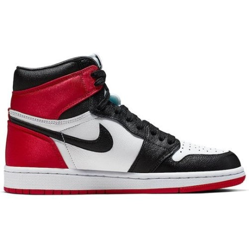 Кроссовки Nike Air Jordan 1 Retro Satin Black Toe высокие черно-белые с красным CD0461-016