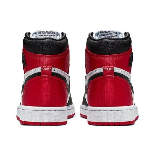 Кроссовки Nike Air Jordan 1 Retro Satin Black Toe высокие черно-белые с красным CD0461-016