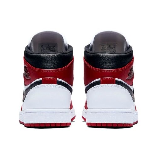 Nike Air Jordan 1 Mid Chicago бело-красные с черным логотипом 554724-173