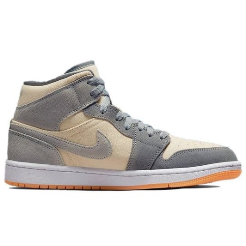 Кроссовки Nike Air Jordan 1 Mid SE Coconut Milk Particle Grey серые с бежевыми вставками DN4281-100