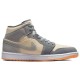 Кроссовки Nike Air Jordan 1 Mid SE Coconut Milk Particle Grey серые с бежевыми вставками DN4281-100