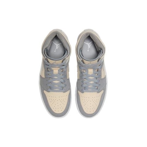 Кроссовки Nike Air Jordan 1 Mid SE Coconut Milk Particle Grey серые с бежевыми вставками DN4281-100