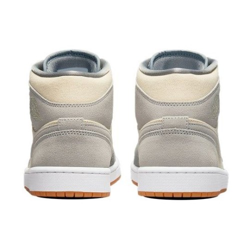 Кроссовки Nike Air Jordan 1 Mid SE Coconut Milk Particle Grey серые с бежевыми вставками DN4281-100